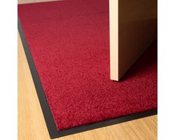 Furni24 Deurmat – Eenvoudig te reinigen, weerbestendige vuilvanger met antislip onderkant – Voor binnen en buiten, absorberend, sneldrogend, wasbaar – Rood, 80 x 120 cm