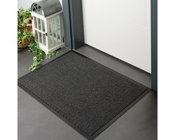 Furni24 Deurmat – Eenvoudig te reinigen, weerbestendige vuilvanger met antislip onderkant – Voor binnen en buiten, absorberend, sneldrogend, wasbaar – Antraciet-Zwart, 60 x 90 cm