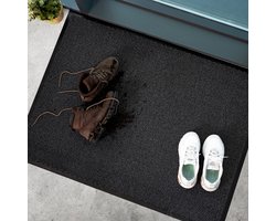 Furni24 Deurmat – Eenvoudig te reinigen, weerbestendige vuilvanger met antislip onderkant – Voor binnen en buiten, absorberend, sneldrogend, wasbaar – Antraciet-Zwart, 90 x 150 cm