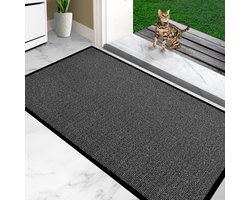 Furni24 Deurmat – Eenvoudig te reinigen, weerbestendige vuilvanger met antislip onderkant – Voor binnen en buiten, absorberend, sneldrogend, wasbaar – Grijs-Zwart, 90 x 150 cm