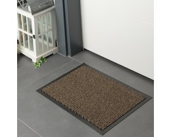 Furni24 Deurmat – Eenvoudig te reinigen, weerbestendige vuilvanger met antislip onderkant – Voor binnen en buiten, absorberend, sneldrogend, wasbaar – Bruin-Zwart, 40 x 60 cm