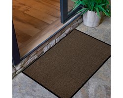 Furni24 Deurmat – Eenvoudig te reinigen, weerbestendige vuilvanger met antislip onderkant – Voor binnen en buiten, absorberend, sneldrogend, wasbaar – Bruin-Zwart, 80 x 120 cm