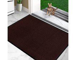 Furni24 Deurmat – Eenvoudig te reinigen, weerbestendige vuilvanger met antislip onderkant – Voor binnen en buiten, absorberend, sneldrogend, wasbaar – Rood-Zwart, 80 x 120 cm