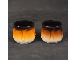 Furni24 Espresso- & mokkakopjes, set van 2, geel/bruin