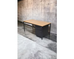 Furni24 Home Office Bureauset, 180 cm breed, inclusief onderbouwlade, rechts of links monteerbaar, 2 laden, beukenhout 9005