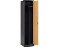 Furni24 kledingkast met 1 deur, zwart/beuken