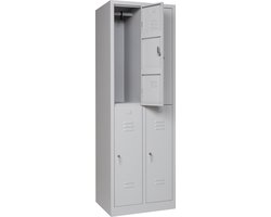 Furni24 kledingkast met 4 deuren, grijs