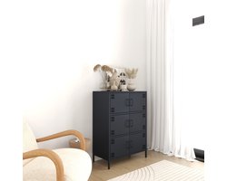 Furni24 Metalen Meubel, Dressoir met 6 Deuren - 80,5 x 40 x 109,5 cm, Antraciet