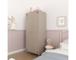Furni24 Metalen Meubelen, Garderobekast met 2 Deuren - 80,5 x 50 x 189,5 cm, beige