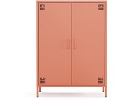 Furni24 Metalen Meubels, Dressoir met 2 Deuren - 80,5 x 40 x 109,5 cm, zalmkleurig