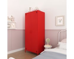 Furni24 Metalen Meubels, Garderobekast met 2 Deuren - 80,5 x 50 x 189,5 cm, Rood