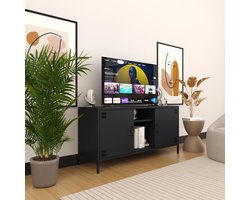 Furni24 Metalen TV meubel – Lowboard met 3 legplanken – 130,5 x 40 x 64,5 cm, antraciet