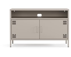 Furni24 Metalen TV meubel – Lowboard met 4 legplanken – 100,5 x 40 x 64,5 cm, beige