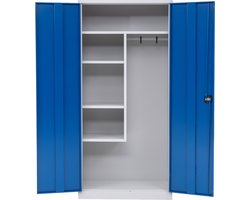 Furni24 schoonmaakkast, 92x195x42cm, grijs/blauw