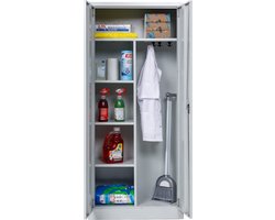 Furni24 schoonmaakkast staal, 80x38x180 cm, grijs