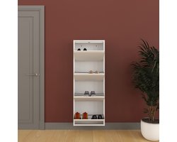 Furni24 Shoe closet, metaal 50 x 15 x 136 cm, wit RAL 9003