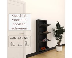 Furni24 Shoe closet, metaal 50 x 15 x 136 cm, zwart RAL 9005