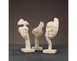 Furni24 Woonaccessoires, Minimalistisch Drievoudig Sculptuur, Beige