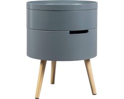 Furnibella - 1 Nachtkastje modern in MDF en grenen,Lage tafel met 2 opbergvakken Grijs TS50gr-1