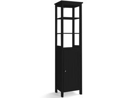 FURNIBELLA-5-laags hoge kast – Smalle vrijstaande badkamerkast voor woonkamer & badkamer, 40x32x161,5 cm, zwart