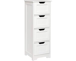 FURNIBELLA - badkamermeubel, badkamermeubel, smalle ladekast gemaakt van hout, wit, 30 x 30 x 82 cm, voor badkamer, woonkamer, hal, slaapkamer