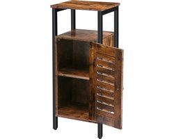 Furnibella - Bijzetkast, commode kast, zijkast met Verstelbare Planken, keukenkast met lamellendeur, stalen geraamte, woonkamer, keuken, badkamer, vintage EBF13CW01