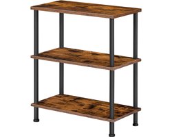 Furnibella - Bijzettafel, nachtkastje, 48 x 24 x 55 cm, stapelbare 3-traps salontafel, kleine salontafel, stabiel, ruimtebesparend, eenvoudig te monteren, industriële stijl, donkerbruin EBF48BZ01