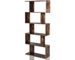 furnibella - Boekenkast Boekenkast 70 x 24 x 158 cm Industriële stijl 5 lagen rustiek bruin
