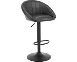 FURNIBELLA -Draaibare Barkruk – In Hoogte Verstelbare Barstoel met Rugleuning, Kunstleer & Metaal, Antraciet