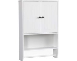 FURNIBELLA - Hangkast, wandkast, badkamerkast, keukenkast, rek, opslag met deur en plank, wit, LBH: 48,5 x 14 x 73 cm
