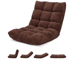 FURNIBELLA - Multifunctionele Luie Sofa – Opvouwbare Vloerstoel met Zachte Vulling (Bruin)