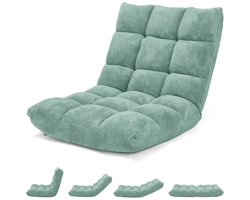 FURNIBELLA -Multifunctionele Luie Sofa – Opvouwbare Vloerstoel met Zachte Vulling en Ergonomisch Design (groen)