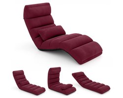 FURNIBELLA - Relax ligstoel opvouwbare vloerstoel met verstelbare rugleuning rood 175 x 55 x 20 cm