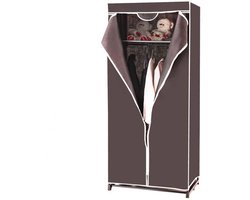 FURNIBELLA-Stoffen Garderobekast met Kledingroede – 75x50x170 cm – Stevig & Ruim – Bruin