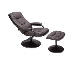 FURNIBELLA -TV Relaxfauteuil – Verstelbare Kantelstoel met Voetenbank in Bruin voor Optimaal Comfort