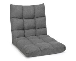 FURNIBELLA -Vloerstoel met 14-voudig verstelbare rugleuning Vloerstoel van schuim 106,5 x 55,5 x 10 cm Donkergrijs