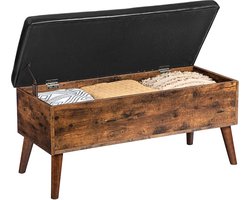 Furnibellaa - Bank, Schoenbank met opbergruimte, gestoffeerde Kist, 97 x 40 x 46.5 cm, industrieel, stabiel, voor gang, woonkamer, slaapkamer, eenvoudig te monteren, vintage