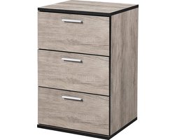 Furnibellaa - Nachtkastje nachtkastje nachtkastje voor boxspringbed, 3 laden, 59 cm hoog, grijs