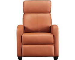 Furnibellaa - Relaxstoel, ligstoel met verstelbare beensteun, televisiestoel van kunstleer, relaxstoel, tv-stoel, 160° kantelbaar, lichtbruin