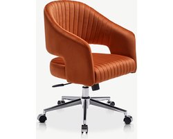 Furnicher Constance Bureaustoel - Velours Zitting - Chroom Frame - Hoogte Verstelbaar - Draaibaar - Oranje