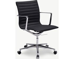 Furnicher Walton bureaustoel - PU-leren zitting - Chroom frame - In hoogte verstelbaar - Draaibaar - Zwart