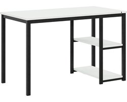 FurniChic-Computertafel -PC Tafel -Bureautafel met 2 Legplanken-E1 Certified- Stalen Frame-Wit-Thuis & Kantoor-120x60x73 cm