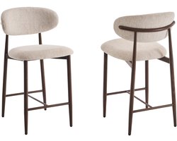 Furnihaus - Barkrukken set van 2 - Celia - Beige Walnoot Santi