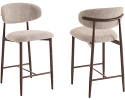 Furnihaus - Barkrukken set van 2 - Celia - Taupe Walnoot Santi