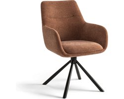 Furnihaus Draaibare Eetkamerstoel Olivia met armleuning Roestbruin Stof