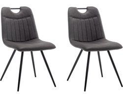 Furnihaus Eetkamerstoel Leon Microvezel Antraciet Set van 2