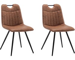 Furnihaus Eetkamerstoel Leon Microvezel Cognac Set van 2