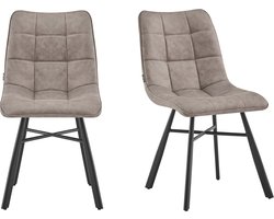 Furnihaus - Eetkamerstoelen Set van 2 Dexx - Taupe - Metaalpoot - Microvezel