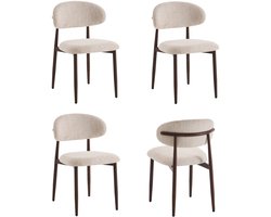 Furnihaus Eetkamerstoelen set van 4 - Celia beige - Japandi kuipstoel