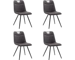 Furnihaus Eetkamerstoelen set van 4 - Leon - Microvezel - Antraciet